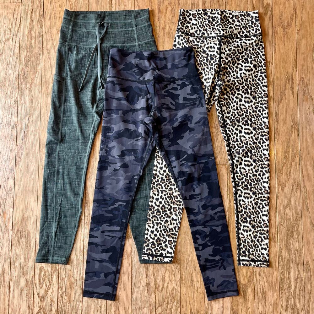 Zyia Medley 7/8 Legging Lot Size 0 & 2 Leopard Dark Camo Textured Green